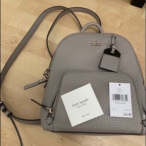 New Kate Spade Grey Leather Backpack